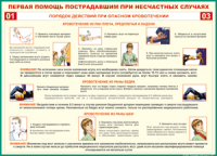 Таблица "Порядок действий при опасном кровотечении" (100х140 сантиметров, винил) - fgospostavki.ru - Норильск