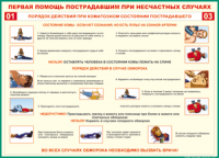 Таблица "Порядок действий при коматозном состоянии пострадавшего" (100х140 сантиметров, винил) - fgospostavki.ru - Норильск