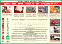 Таблица "Действия при пожаре на предприятии" (100х140 сантиметров, винил) - fgospostavki.ru - Норильск