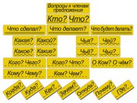 Набор магнитных карточек "Вопросы к членам предложения" (фон жёлтый) - fgospostavki.ru - Норильск