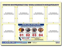 Стенд информационный "Основы безопасности жизнедеятельности" (80*110, 6 карманов) - fgospostavki.ru - Норильск