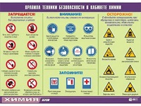 Таблица демонстрационная "Правила техники безопасности в кабинете химии" (винил 100х140) - fgospostavki.ru - Норильск
