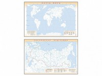Фрагмент (демонстрационный) маркерный (двухсторонний) "Карта мира и Российской Федерации" (немая) с комплектом тематических магнитов - fgospostavki.ru - Норильск