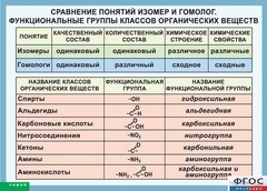 Таблица. Сравнение понятий изомер и гомолог. Функциональные группы классов органических веществ. - fgospostavki.ru - Норильск