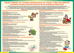Таблица "Правила безопасности на уроках труда для девочек" (100х140 сантиметров, винил) - fgospostavki.ru - Норильск