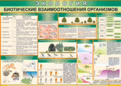 Таблица "Биотические взаимоотношения организмов" (100х140 сантиметров, винил) - fgospostavki.ru - Норильск
