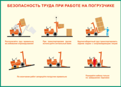 Таблица "Безопасность труда при работе на погрузчике" (100х140 сантиметров, винил) - fgospostavki.ru - Норильск