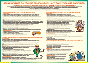 Таблица "Правила безопасности на уроках труда для мальчиков" (100х140 сантиметров, винил) - fgospostavki.ru - Норильск
