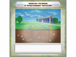 Магнитно-маркерная доска "Макеты убежищ и простейших укрытий" с комплектом фолий и тематических магнитов - fgospostavki.ru - Норильск