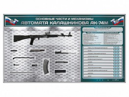 Электрифицированный стенд "Основные части и механизмы автомата Калашникова АК-74М" с полноразмерными, оригинальными макетами деталей и механизмов под стеклом - fgospostavki.ru - Норильск