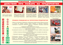Таблица "Действия при пожаре на предприятии" (100х140 сантиметров, винил) - fgospostavki.ru - Норильск