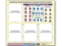Стенд информационный "Правила техники безопасности в кабинете химии" (80х75, 4 кармана) - fgospostavki.ru - Норильск