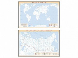 Фрагмент (демонстрационный) маркерный (двухсторонний) "Карта мира и Российской Федерации" (немая) с комплектом тематических магнитов - fgospostavki.ru - Норильск